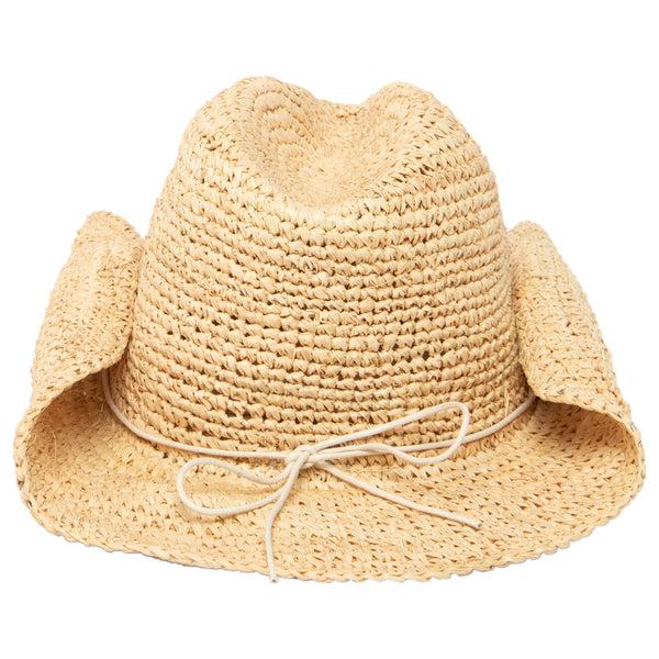 San Diego Hat Company Women's Crocheted Raffia Cowboy Hat With Stone Trim Coral