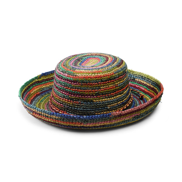 san diego hat company Women's Crocheted Raffia Kettle Brim Hat Mixed Pastels