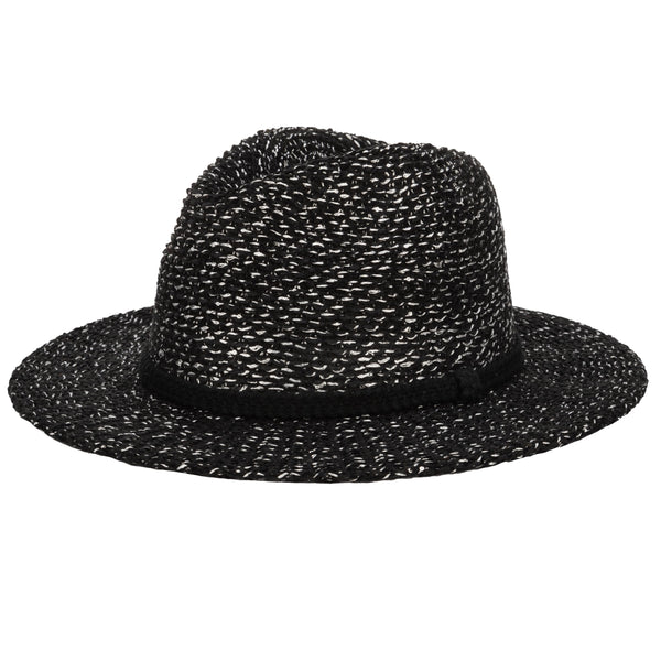 san diego hat company Women's Fedora w/Woven Lurex&Braided Trim Black/White
