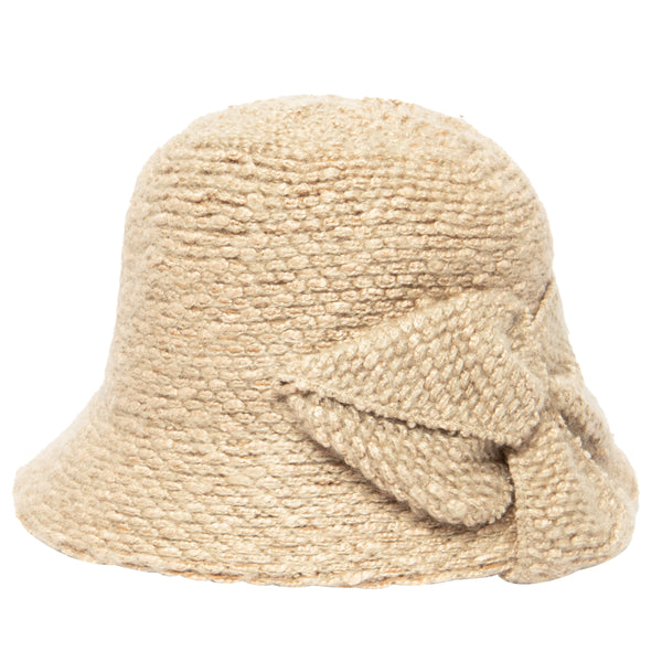 san diego hat company Women's Knit Cloche with Wrapped Bow CAMEL