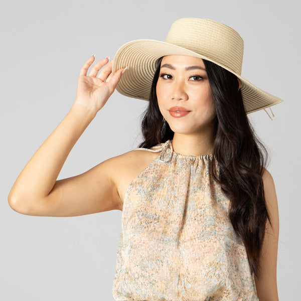 San Diego Hat Company Women's Large Brim Oval Crown Boater Black