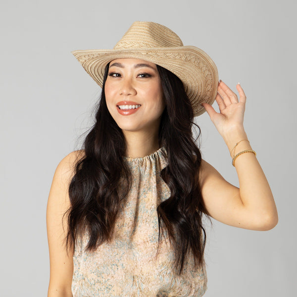 San Diego Hat Company Women's Mixed Braid Cowboy With Braid Insets NATURAL