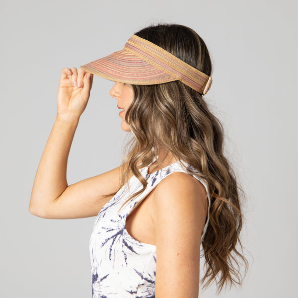 San Diego Hat Company Women's Mixed Braid Visor With Velcro Strap Rust