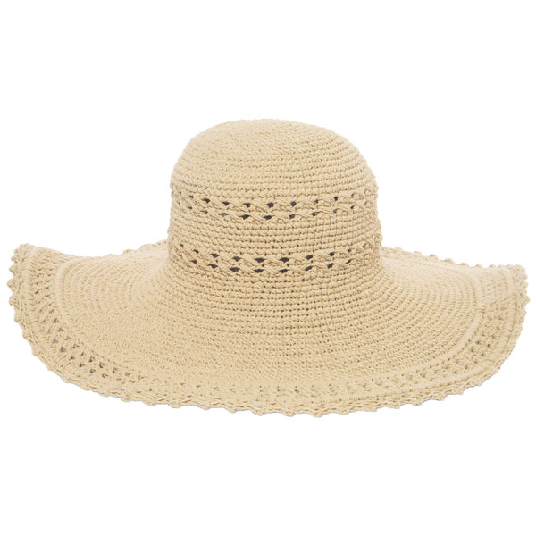 san diego hat company Women's Oversized Brim Crochet w/ Scalloped Edge Natural
