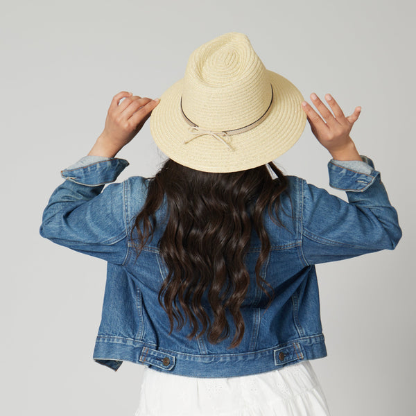 San Diego Hat Company Women's Paperbraid Fedora With Debossed Metallic Snake Band