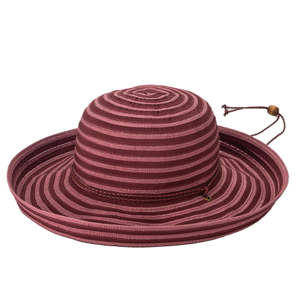 San Diego Hat Company Women's Polybraid/Ribbon Mixed Kettle Brim With Adjustable Chin Cord (MXM1036) Black