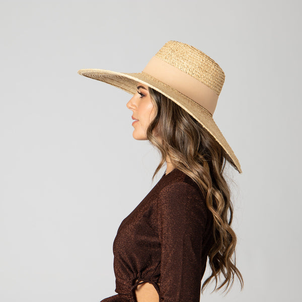 San Diego Hat Company Women's Raffa Braid Wide Brim Fedora With Suede Band