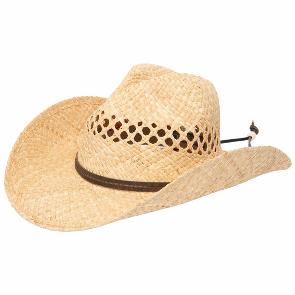 san diego hat company Women's Raffia Cowboy Hat Tea Stained