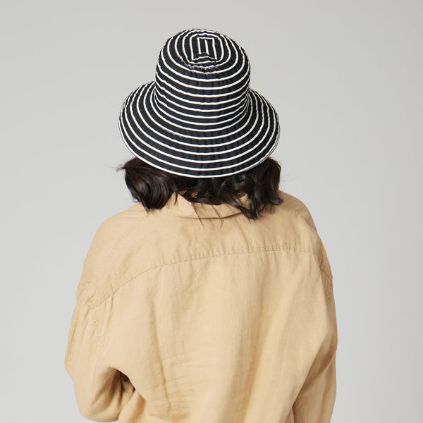 San Diego Hat Company Women's Small Brim Ribbon Floppy Black/White