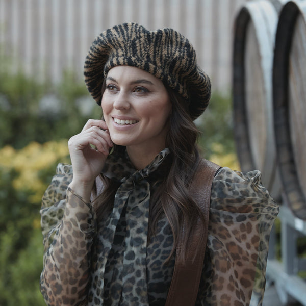 San Diego Hat Company Women's Tiger/Zebra Pattern Beret TIGER