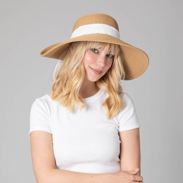 San Diego Hat Company Women's Ultrabraid Fold Back Bow Sun Hat White
