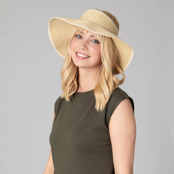 San Diego Hat Company Women's Ultrabraid Large Brim Visor Beige