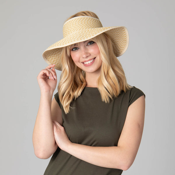 San Diego Hat Company Women's Ultrabraid Large Brim Visor Beige