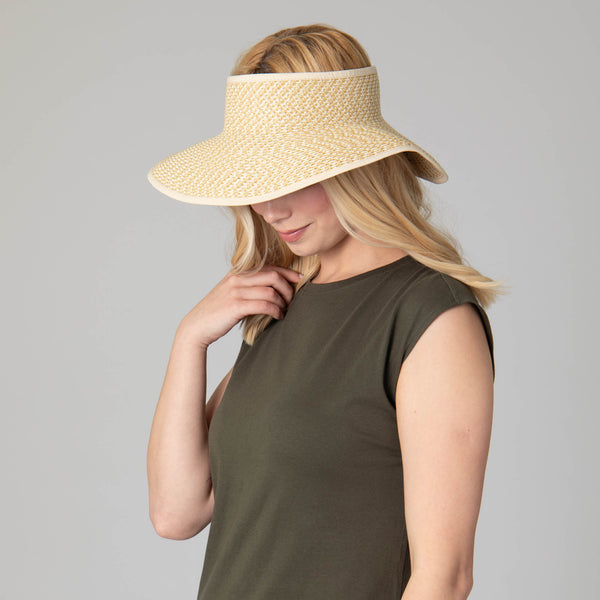 San Diego Hat Company Women's Ultrabraid Large Brim Visor Beige