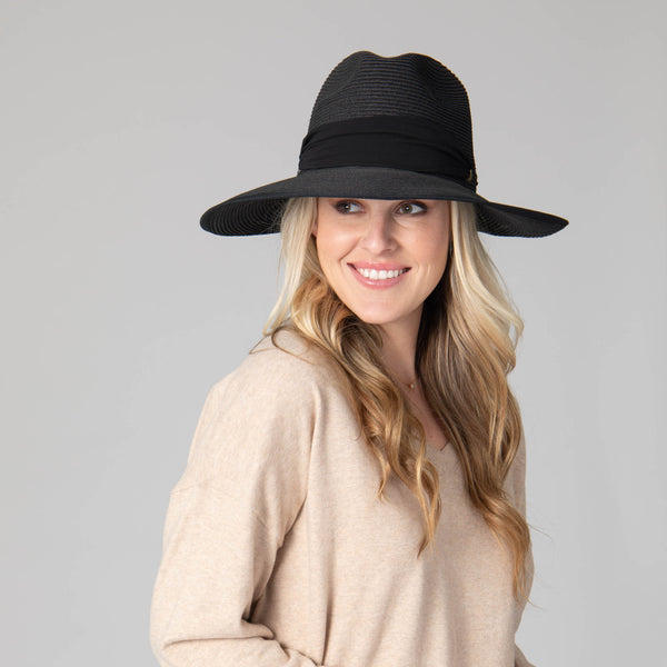 San Diego Hat Company Women's Ultrabraid Pinch Crown Face Saver Black