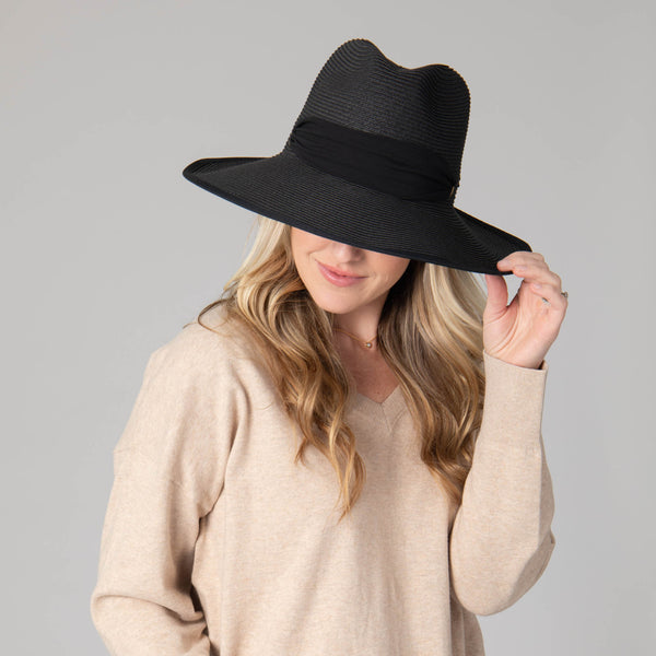 San Diego Hat Company Women's Ultrabraid Pinch Crown Face Saver Black