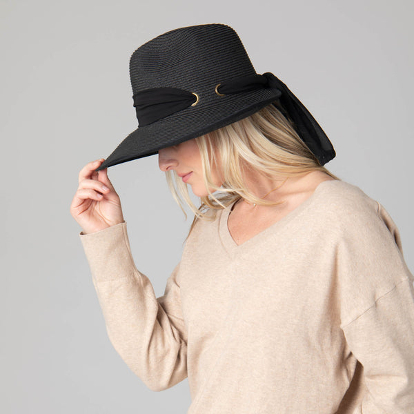 San Diego Hat Company Women's Ultrabraid Pinch Crown Face Saver Black