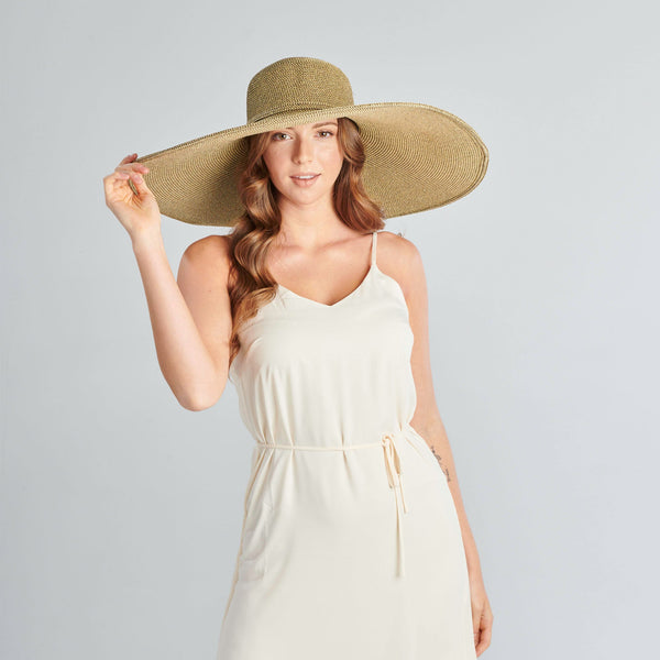 San Diego Hat Company Women's Ultrabraid XL Brim Floppy Hat With Gold Lurex