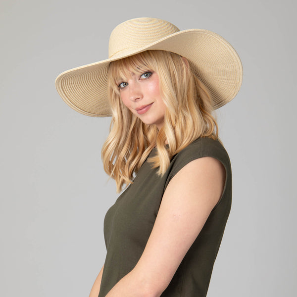 San Diego Hat Company Women's Water Repellent Floppy Hat With Tie Natural