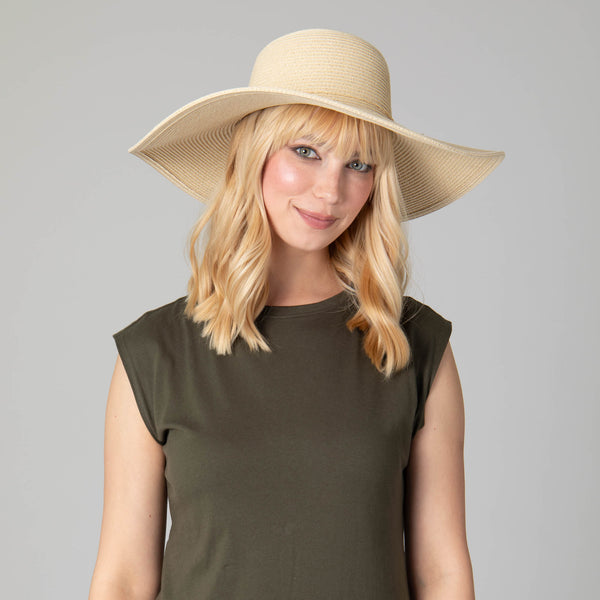 San Diego Hat Company Women's Water Repellent Floppy Hat With Tie Natural