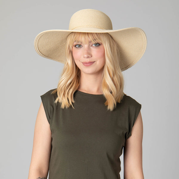 San Diego Hat Company Women's Water Repellent Floppy Hat With Tie Natural
