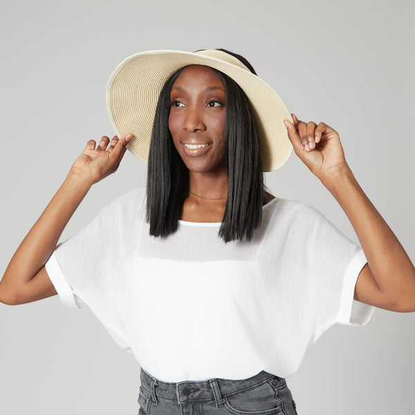 San Diego Hat Company Women's Water Repellent Roll Up Visor Natural