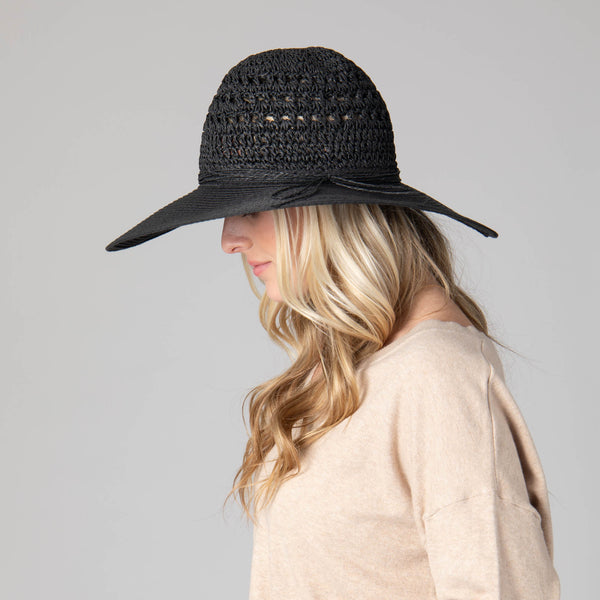 San Diego Hat Company Women's Wide Brim Floppy Hat Black