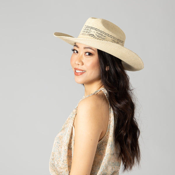 San Diego Hat Company Women's Woven Cowboy With 2 Tone Cotton Band