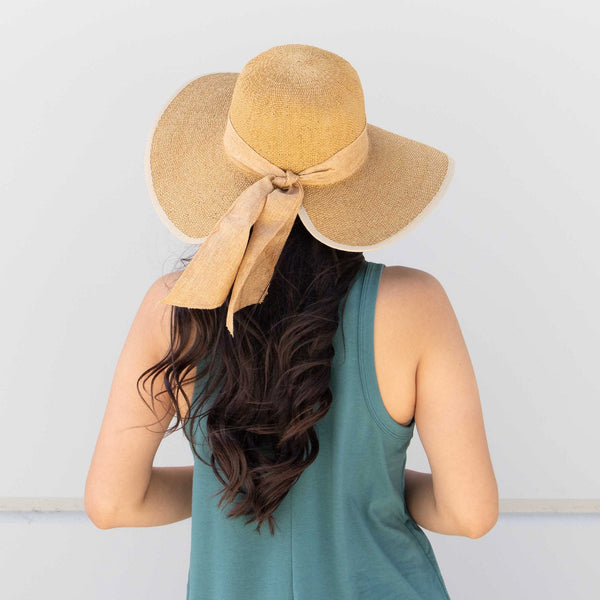 San Diego Hat Company Women's Woven Paper Face Saver W/ Scarf Tie Black