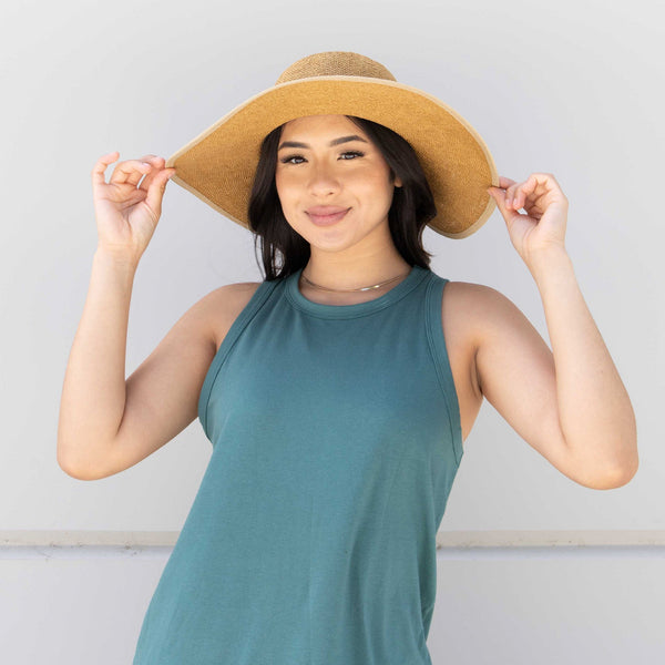 San Diego Hat Company Women's Woven Paper Face Saver W/ Scarf Tie Black