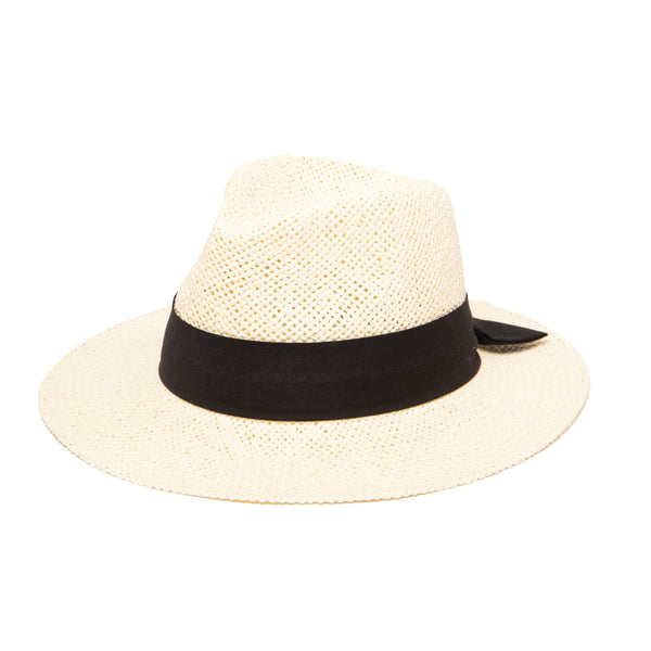 san diego hat company Women's Woven Paper Fedora With Back Knot Band TOBACCO