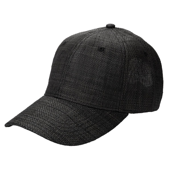 San Diego Hat Company Women's Woven Raffia Ball Cap With Leather Adjustable Back (CTH4087) Black