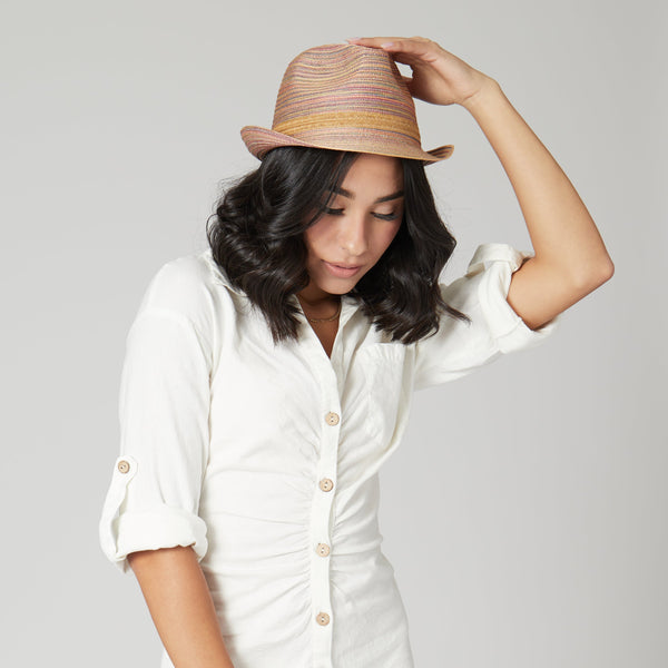 San Diego Hat Company Womens Mixed Braid Fedora Rust