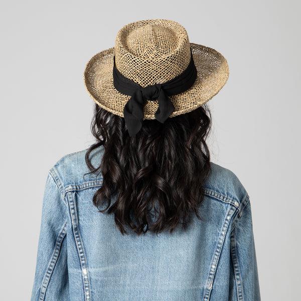 San Diego Hat Company Womens Seagrass Gambler With Chiffon Band White