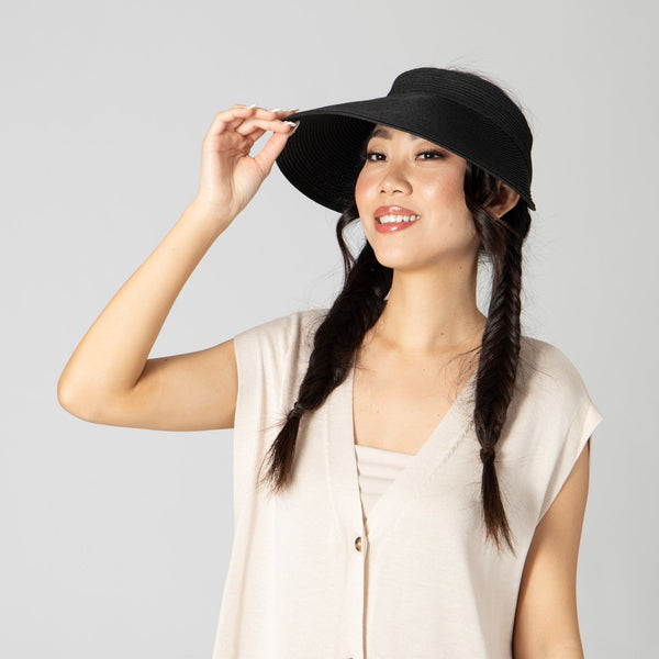 San Diego Hat Company Womens Ultrabraid Large Bill Visor Black