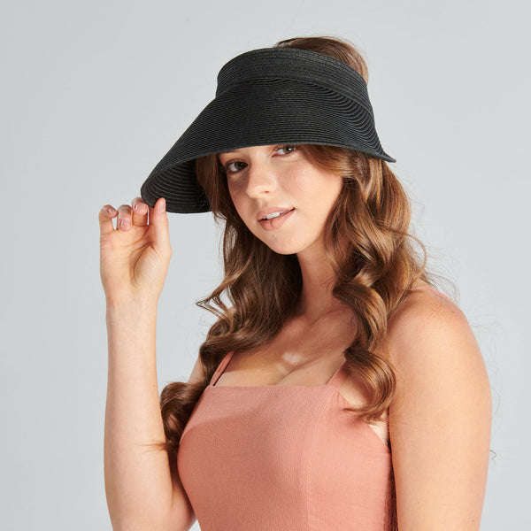 San Diego Hat Company Womens Ultrabraid Large Bill Visor Black