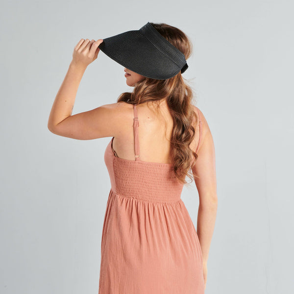 San Diego Hat Company Womens Ultrabraid Large Bill Visor Black