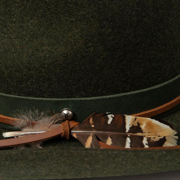 San Diego Hat Company Wool Cowboy Hat With Pinch Crown And Feather By FRYE