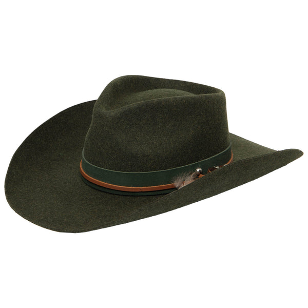 san diego hat company Wool Cowboy Hat with Pinch Crown and Feather by FRYE