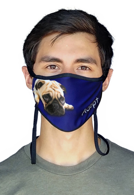 sand socks Guardian 2.0 Adjustable Size Face Mask - PUG **20% of Sales Donated to Pet Rescues**