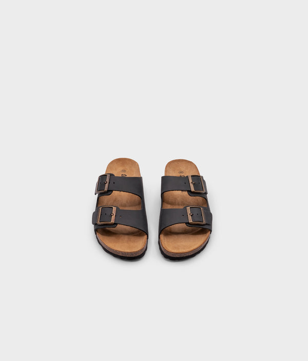 Sandgrens Costa Classic Cork Sandals Black Ember (Nubuck)