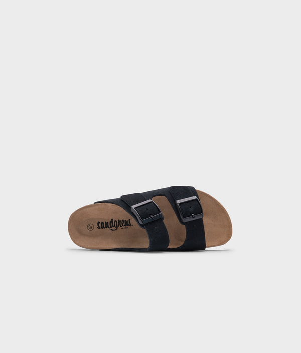 Sandgrens Costa Classic Cork Sandals Black Ember (Suede)