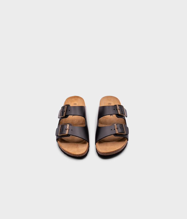 Sandgrens Costa Classic Cork Sandals Black Ember (Vegetable Tan)