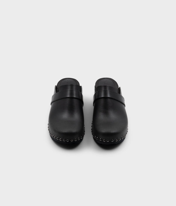 Sandgrens Florence Studded Clog Mule Black (Vegetable Tan)