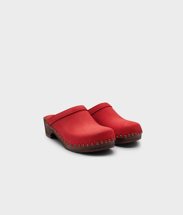 Sandgrens Athens Studded Clog Mule Red