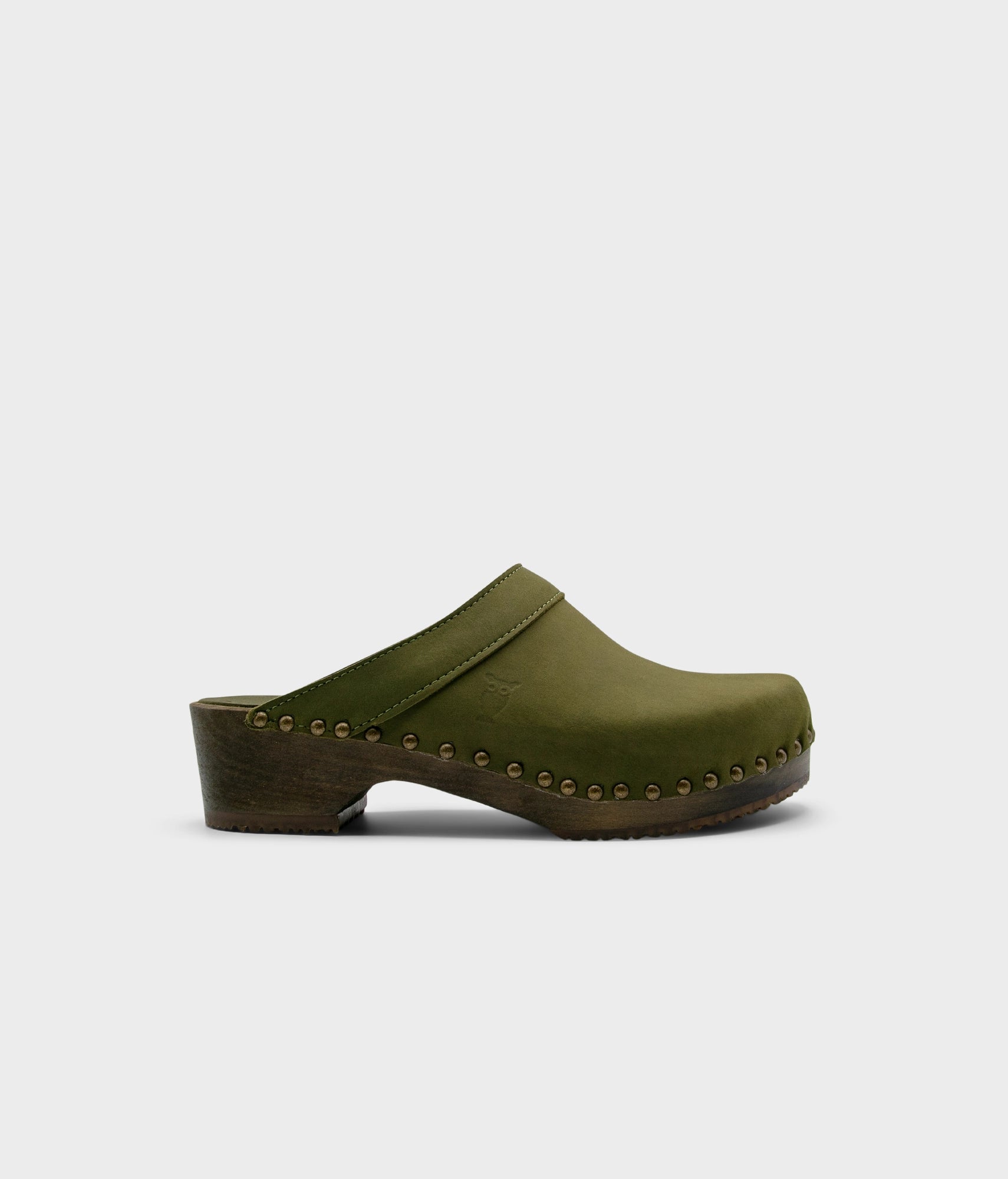 sandgrens Bergen studded clog mule Olive