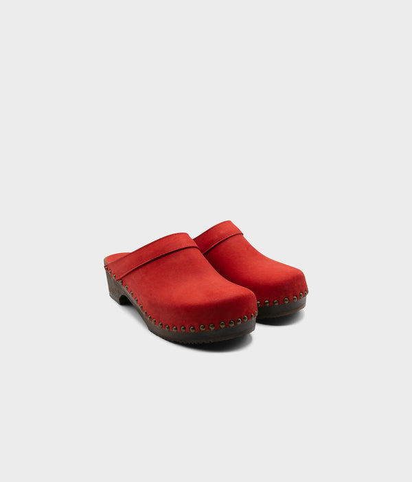 Sandgrens Bergen Studded Clog Mule Red