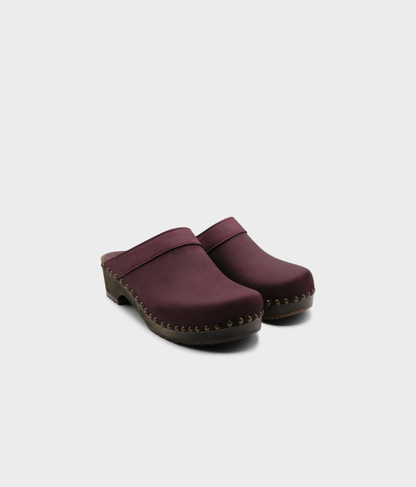 Sandgrens Bergen Studded Clog Mules Plum