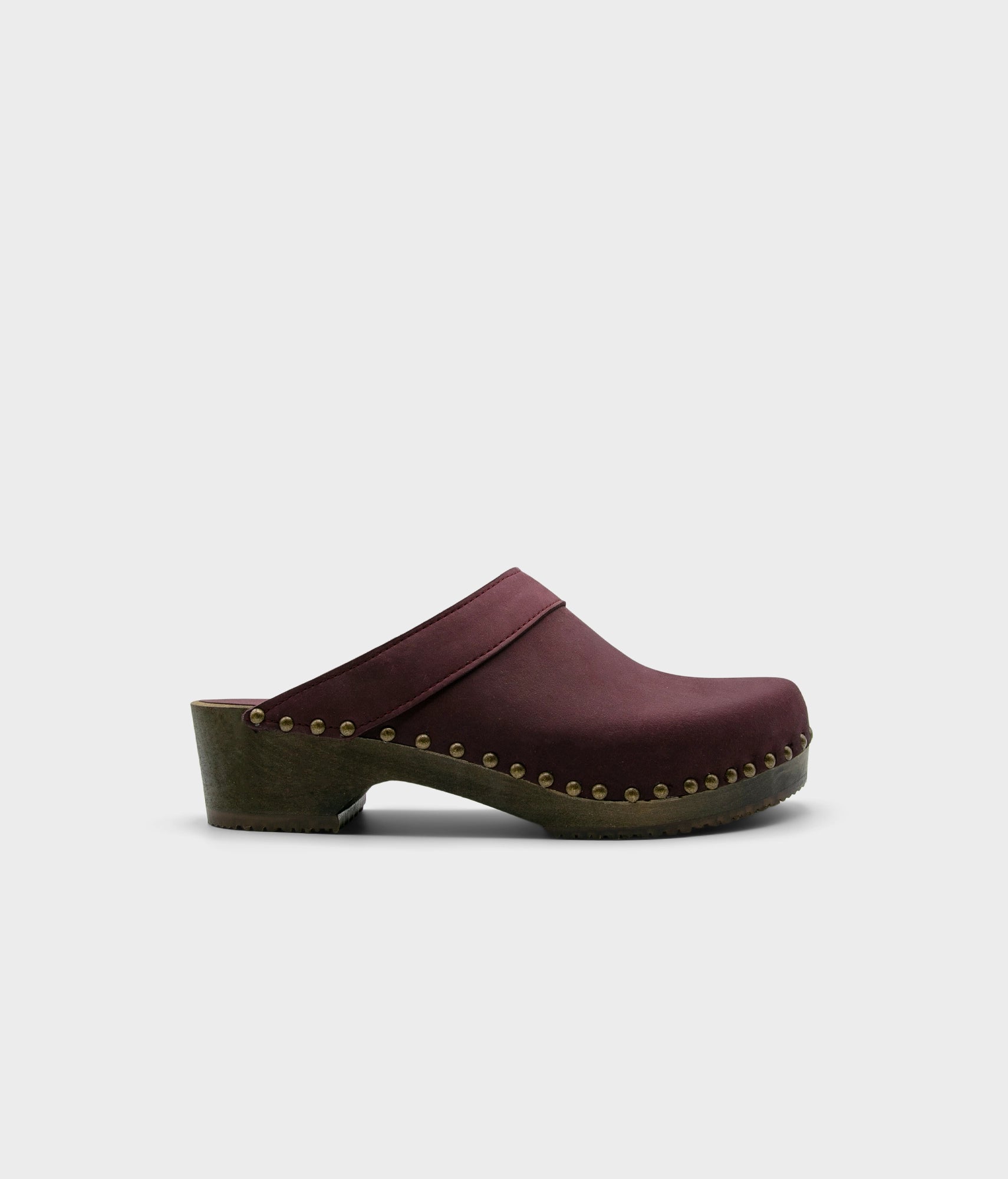 sandgrens Bergen studded clog mules Plum