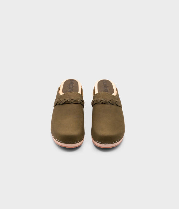Sandgrens Brussels Braided Clog Mule Olive